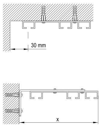 Способы монтажа трехрядного карниза-к стене и потолку